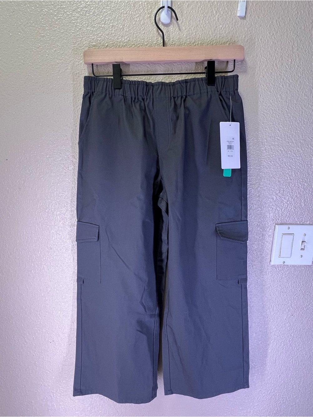 NWT STITCH AND PINE Girls Pants with Elastic Waist in Charcoal